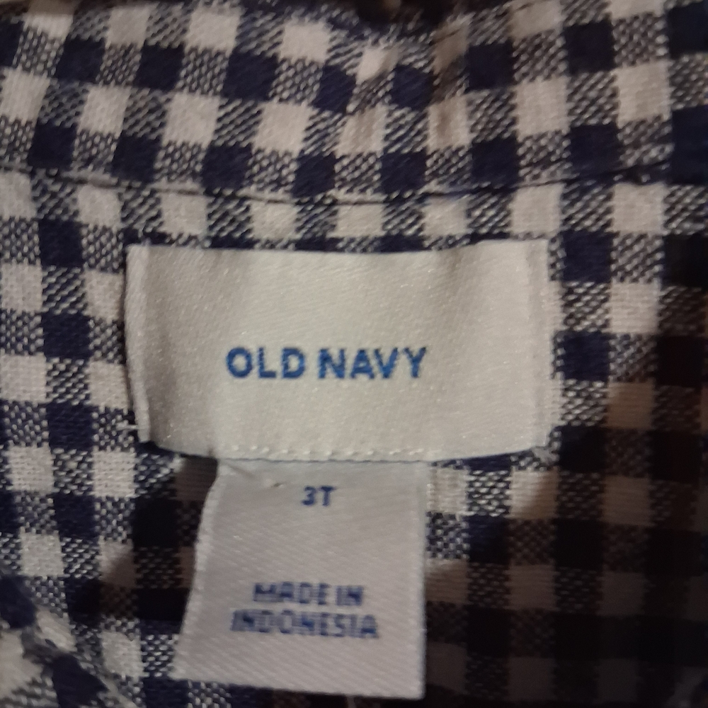 Blue and White Checkered Kids Dress - Picture 3 of 4